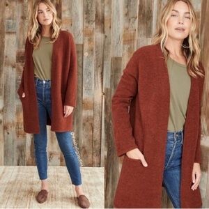 Jenni Kayne Sweater Coat Cardigan Burnt Rust Wool